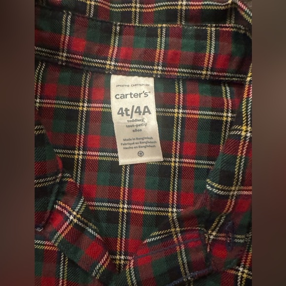 5 for $20‎ ✨ NEW Carter’s boys Christmas holiday plaid long sleeve shirt 4t - Picture 4 of 6